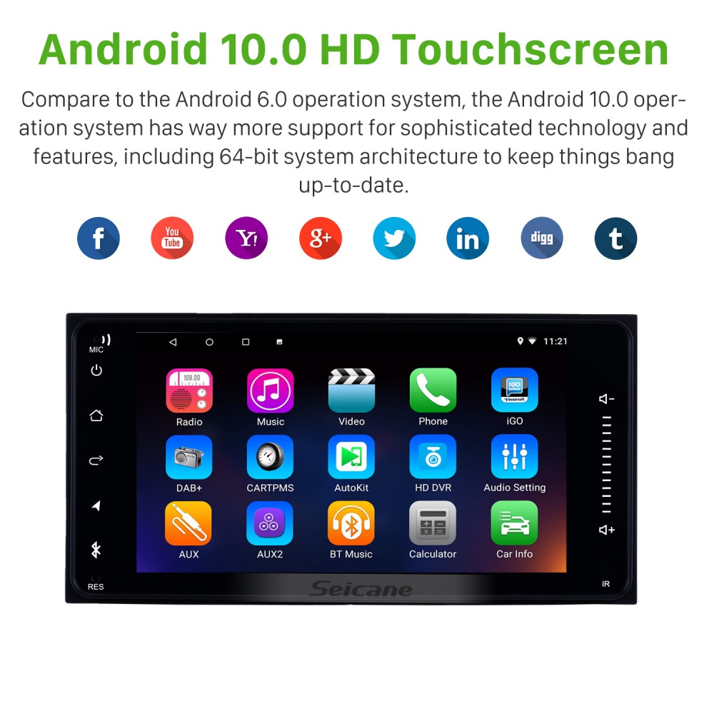 7 inch Android 10.0 TOYOTA INNOVA universal HD Touchscreen Radio GPS  Navigation System Support Bluetooth Carplay