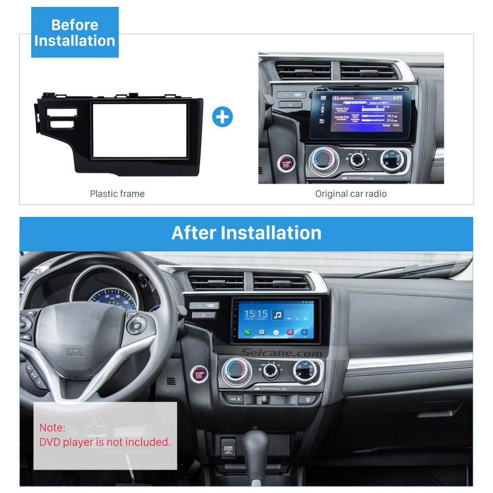 Carav 11-464-45 Car Stereo Radio Fascia for Honda Fit Jazz Double Din Manu climate. 