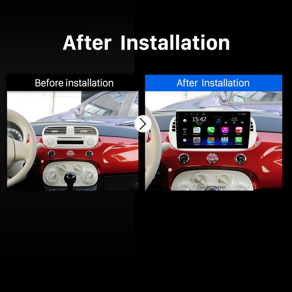 For Fiat 500 (Beige) 7 Touchscreen Android Head Unitt GPS Navigation
