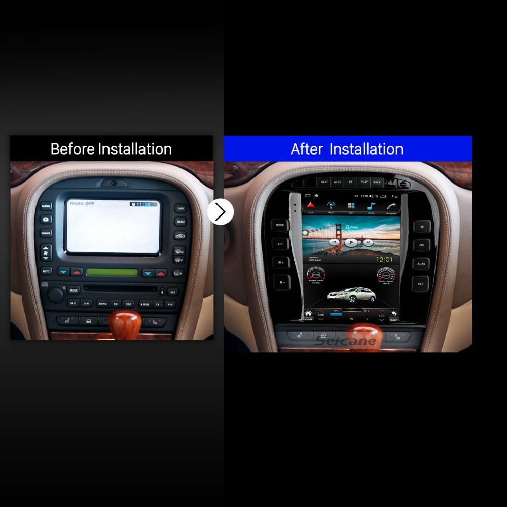 9.7 inch Touchscreen Android 10.0 Stereo for 2004 Jaguar S TYPE Aftermarket Radio with Built in Carplay Bluetooth GPS support 360 Camera Steering