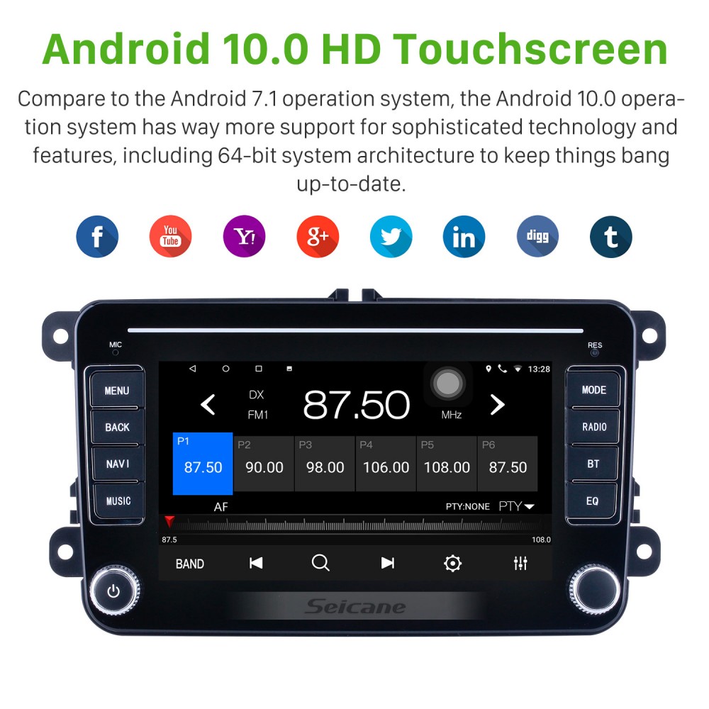 T72 QLED Android Car Radio Multimidia Video Player For Volkswagen Skoda  Rapid 2013-2019 GPS Navigation