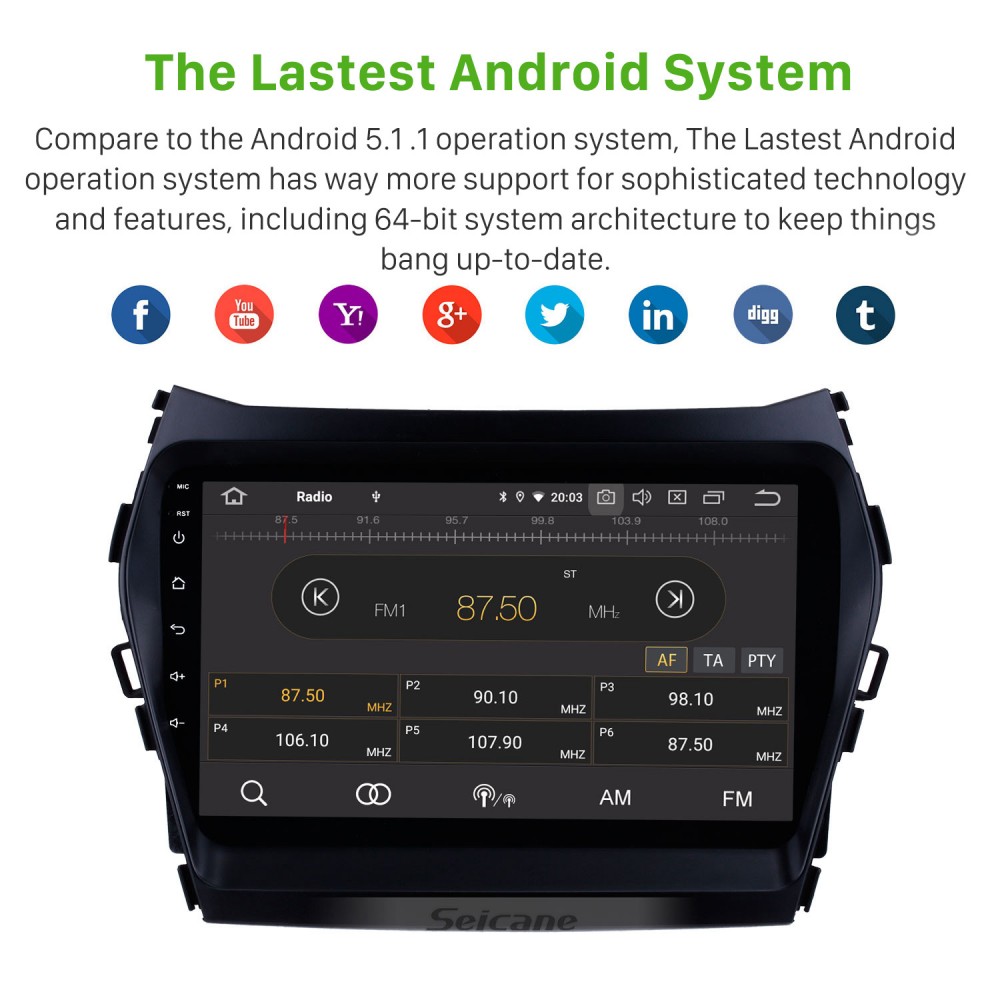 Tablette tactile Android 13.0 + Apple Carplay Hyundai Santa Fe