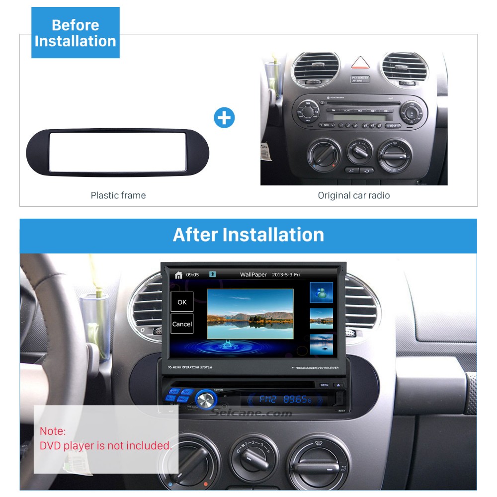 Black 1din 1998 Volkswagen Beetle Car Radio Fascia Auto Stereo Trim Panel Dash Mount Kit