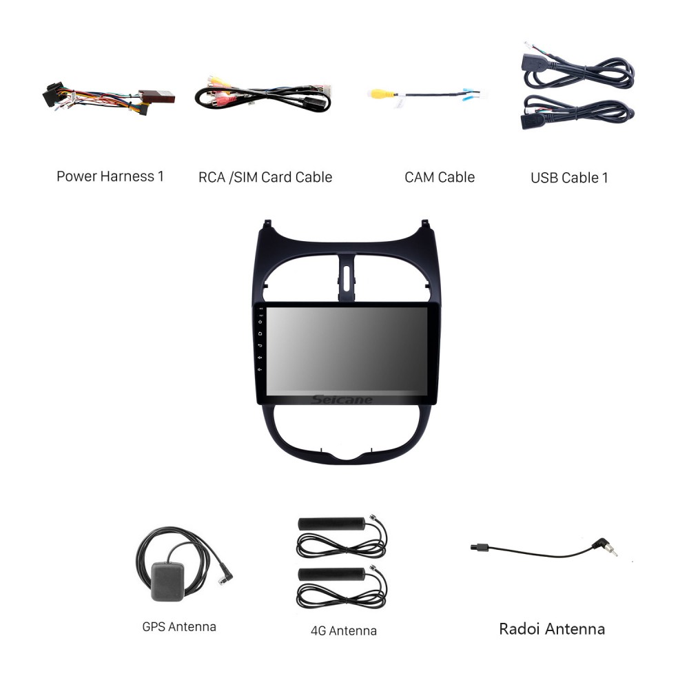 9 inch Android 12.0 GPS Navigation Radio for 2000-2016 Peugeot 206