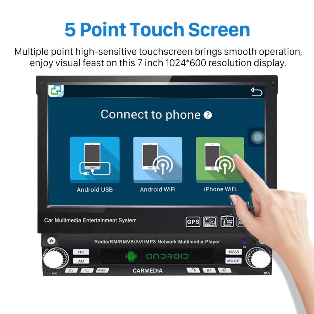 7 Zoll Android 10.0 Universal One DIN Autoradio GPS Navigation Multimedia  Player mit Bluetooth WIFI Musikunterstützung Mirror Link SWC DVR 1080P Video