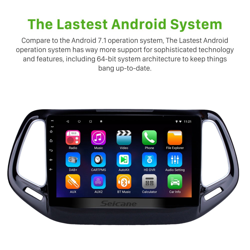 10.1 inch 2017 Jeep Compass Android 14.0 Head Unit GPS