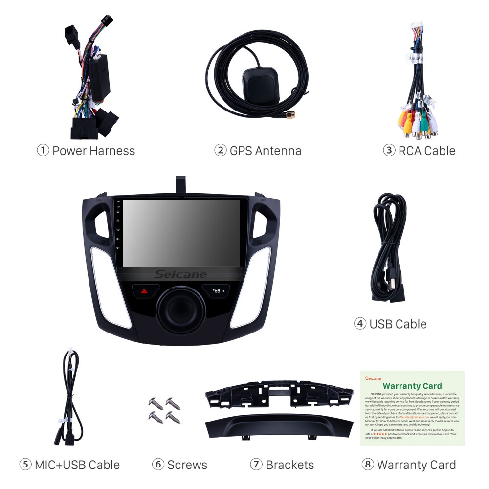 Autoradio Bluetooth Car Stereo Android 8.1 9 Pollici GPS Navigator per Ford Focus 2012-2015 con Canbus Supporto Controllo del Volante Mirror Link USB AUX BT MP5 Player
