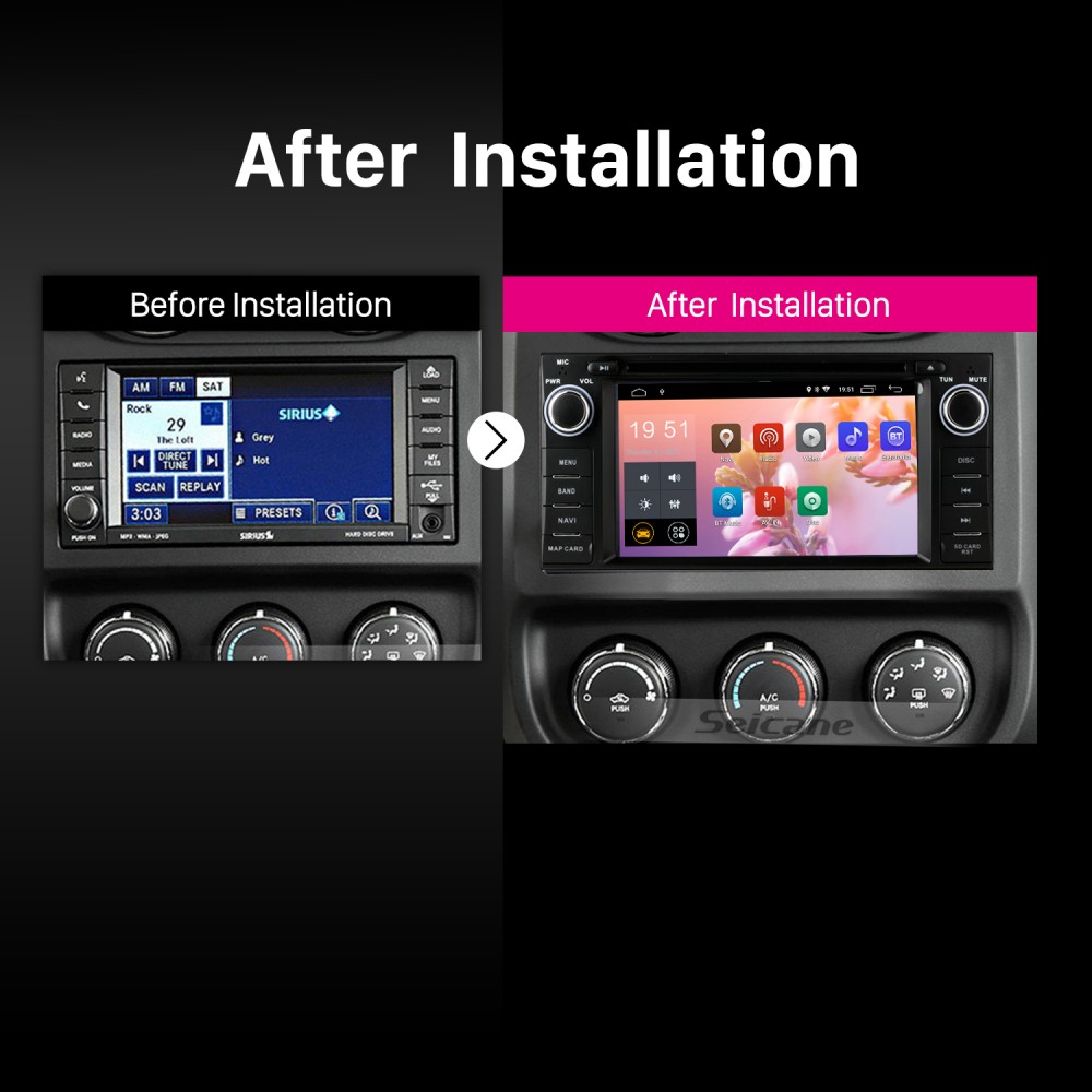 In Dash 2007-2013 Jeep Wrangler Unlimited Radio Upgrade with Android   DVD Player Bluetooth GPS Navigation Car Audio System Touch Screen WiFi 3G  Mirror Link OBD2 Backup Camera DVR AUX