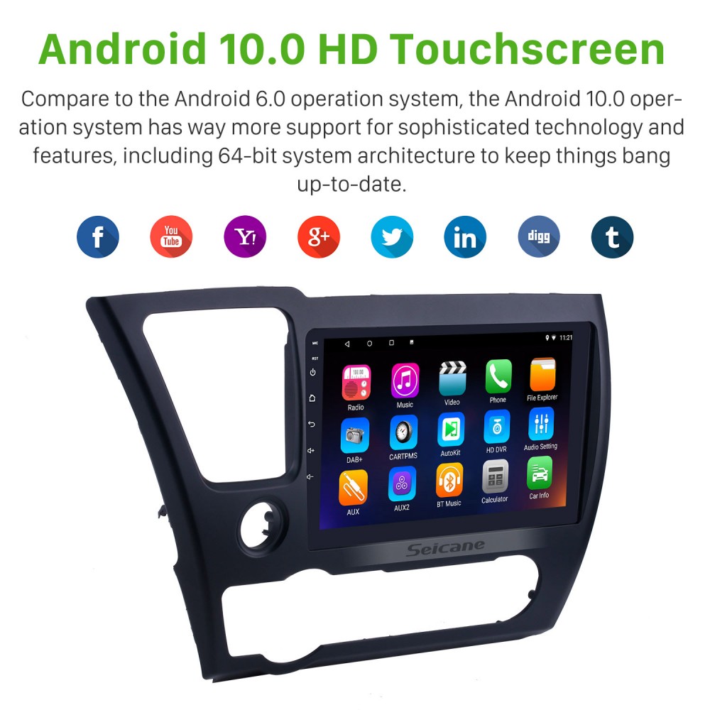 9 inch 2014 2015 2016 2017 HONDA Android 12.0 Touchscreen GPS Navigation head