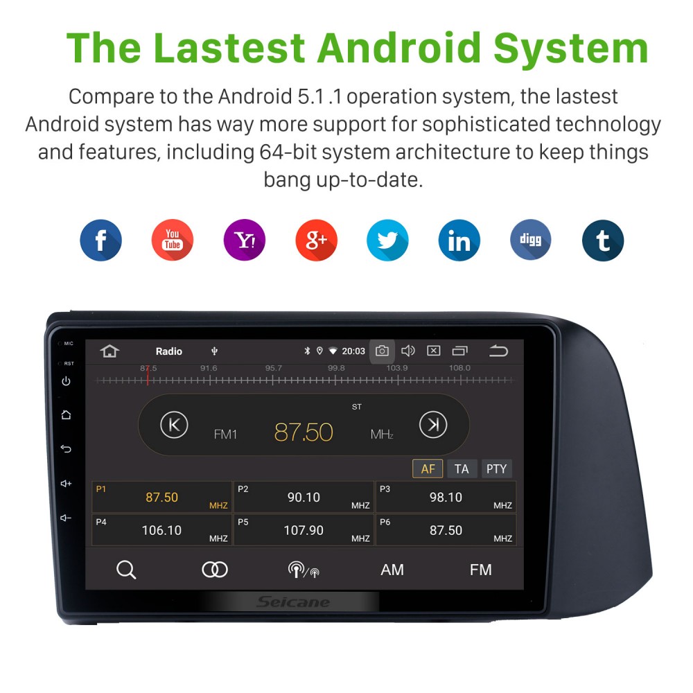 9 Inch HD Touchscreen 2019 Hyundai I10 NEW LHD GPS Navi Car Audio System Bluetooth