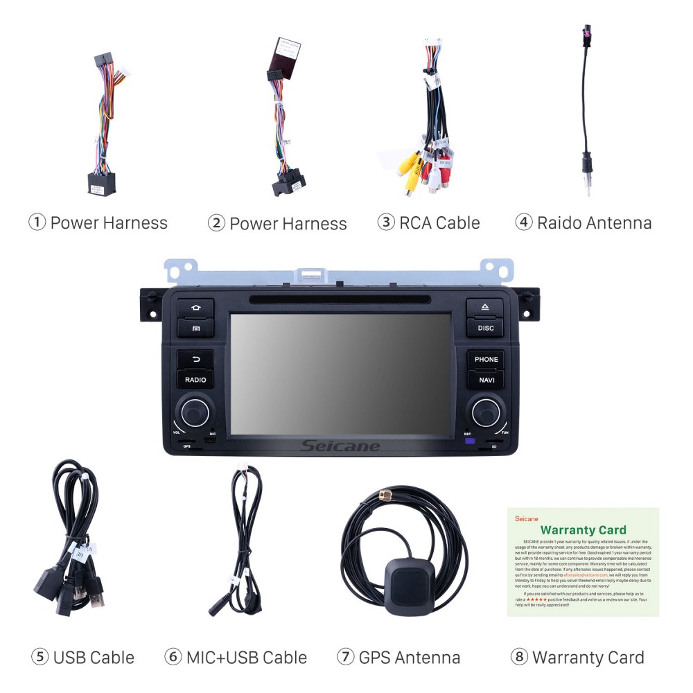 Radio de navegación GPS Android 12.0 de 7 pulgadas para 1998-2006 BMW Serie  3 E46 M3 con pantalla táctil HD Carplay Bluetooth WIFI Soporte USB OBD2 SWC  Control del volante