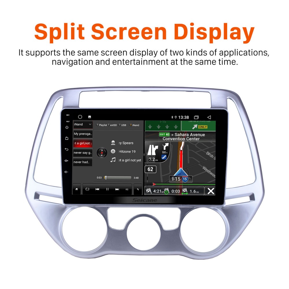 9 Inch Android 13.0 For 2012-2014 Hyundai I20 MANUAL AC Stereo GPS.