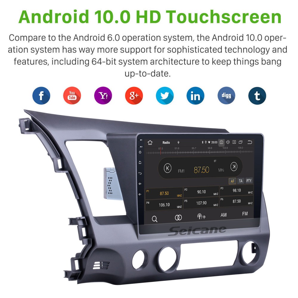 Bluetooth Car Radio for 2006-2009 2010 2011 Honda Civic LHD