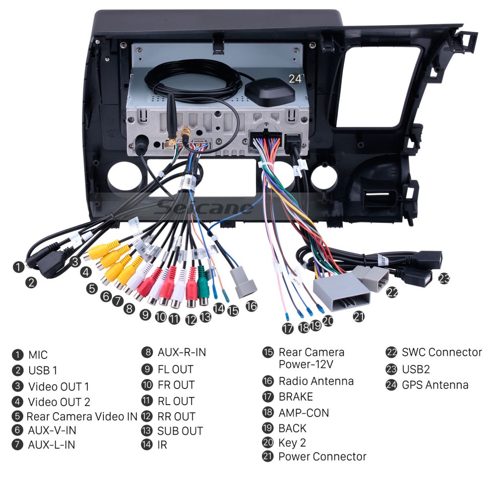 Radio para auto con pantalla táctil de 16,3 cm (6,4 pulg.) de DVD