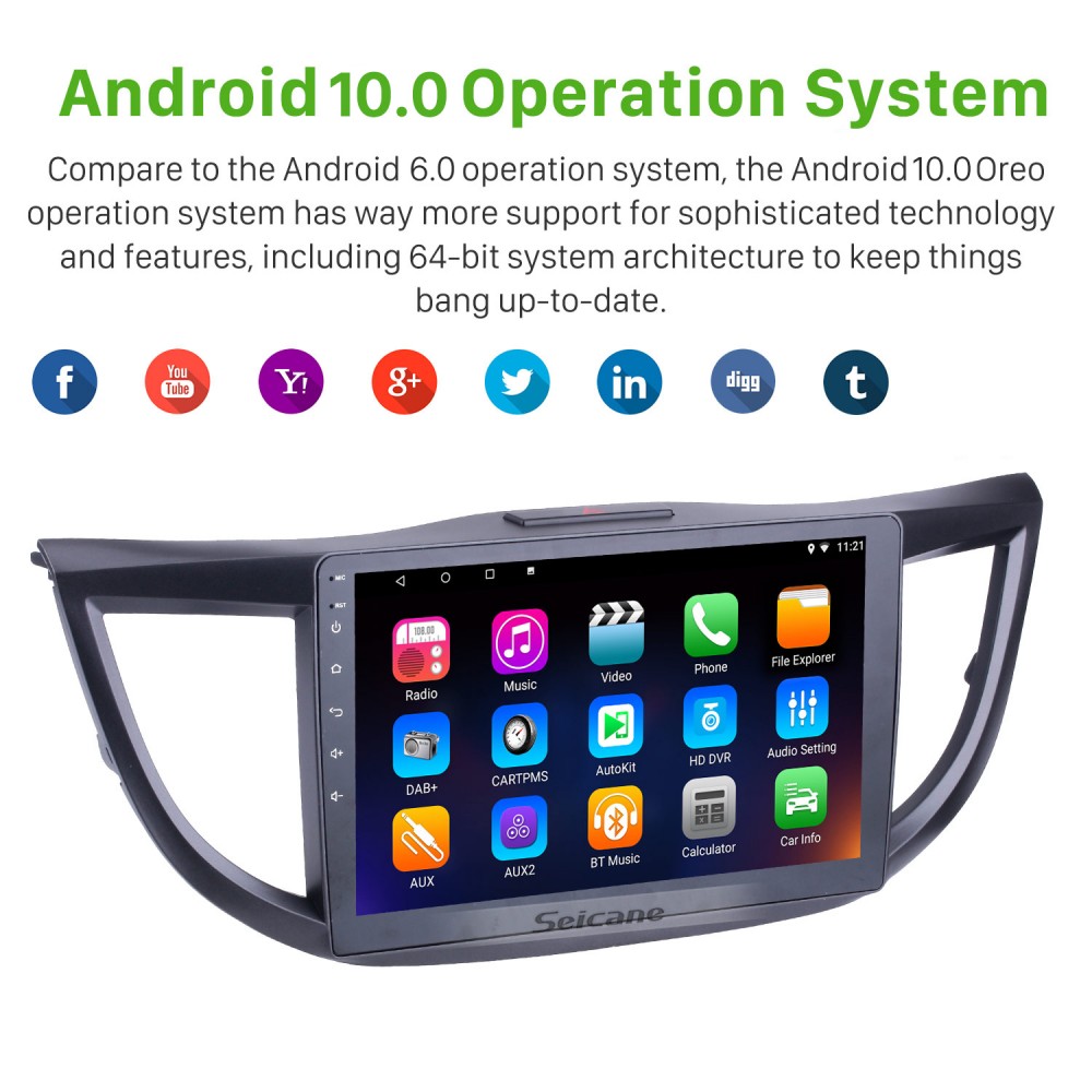 Android 10.0 10.1 inch 2011-2015 Honda CRV HD 1024*600 Touchscreen Radio  GPS Navigation system with Bluetooth DVR WIFI Mirror Link 1080P Steering 