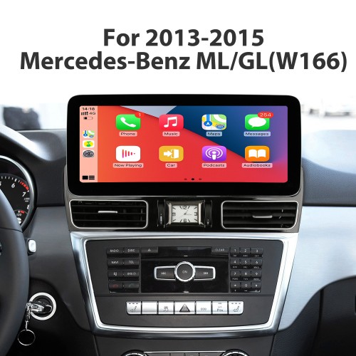 Carplay Android 10.0 pour 2013 2014 2015 Mercedes ML GL W166 NTG4.5 Système de navigation radio GPS avec écran tactile HD de 8,8 pouces Prise en charge Bluetooth TV numérique HD