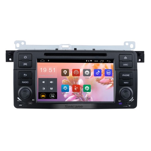 7 pouces Android 9.0 In Dash Radio pour 2000-2006 BMW Série 3 M3 E46 316i Rover 75 MG ZT Navigation GPS Lecteur DVD de voiture Système audio Radio Bluetooth Prise en charge de la musique Lien miroir 3G WiFi DAB +