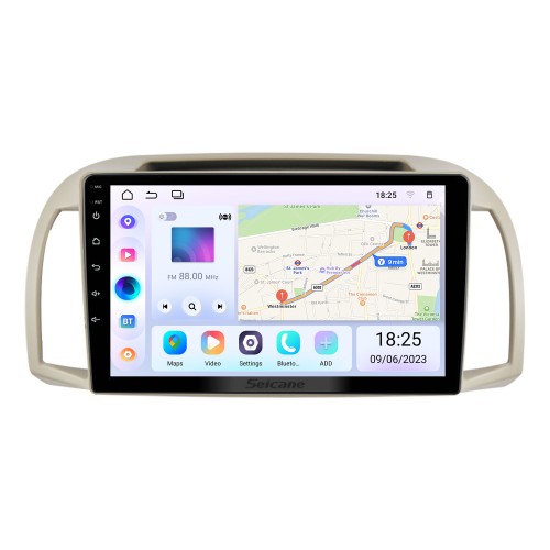 9 pouces Android 14.0 pour 2002-2010 Nissan March Système de navigation GPS stéréo avec Bluetooth OBD2 DVR HD Caméra de recul à écran tactile