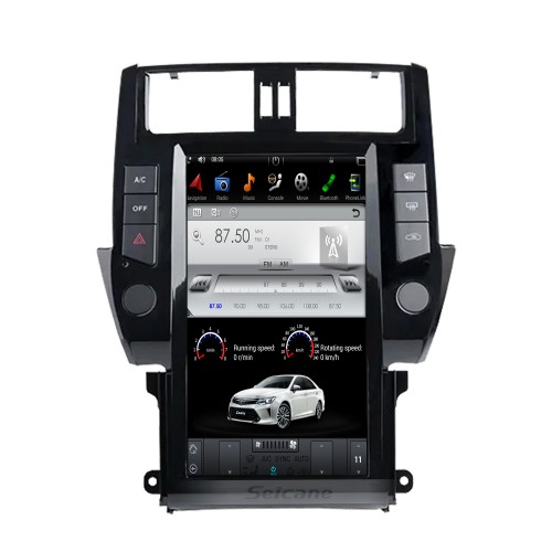 16 pouces Android 9.0 pour 2010-2013 Toyota Prado Radio de navigation GPS avec Bluetooth HD Écran tactile Prise en charge WIFI TPMS DVR Carplay Caméra de recul DAB+