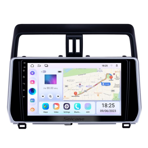 Radio de navigation GPS Android 13.0 de 10,1 pouces pour Toyota Prado 2018 avec prise en charge Bluetooth à écran tactile HD Commande au volant Carplay