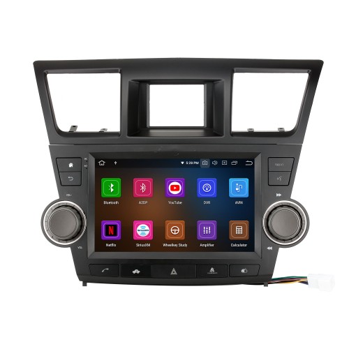 Android 13.0 pour 2009-2014 TOYOTA Highlander Radio Système de navigation GPS 9 pouces avec Bluetooth HD Touchscreen Carplay support SWC