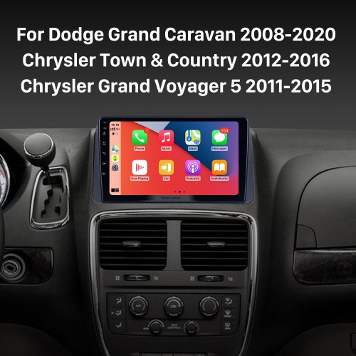 Pour Dodge Grand Caravan 2008-2020 Chrysler Town & Country 2012-2016 Chrysler Grand Voyager 5 2011-2015 Radio Carplay à écran tactile Android 13.0 Système de navigation GPS Remplacement stéréo de voiture Bluetooth