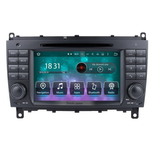 Système de navigation GPS Android 10.0 pour 2006-2011 Mercedes-Benz CLK W209 CLK270 CLK320 CLK350 CLK500 avec radio lecteur DVD écran tactile Bluetooth WiFi TV HD 1080P vidéo caméra de recul commande au volant USB SD