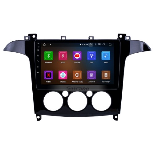 Android 12.0 Radio de navigation GPS 9 pouces pour 2007-2008 Ford S-Max A/C manuel avec écran tactile HD Prise en charge Carplay Bluetooth TV numérique