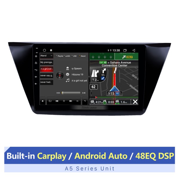 10,1 pouces Android 13.0 Radio de navigation GPS pour 2016-2018 VW Volkswagen Touran avec prise en charge Bluetooth USB AUX Carplay TPMS