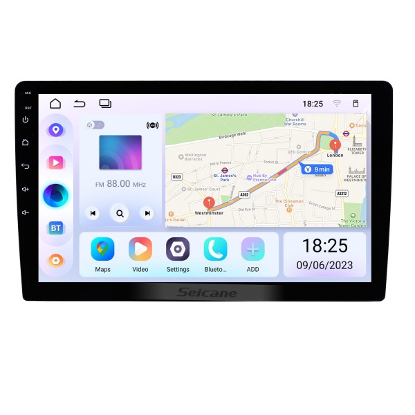 10,1 pouces HD 1024 * 600 HD écran tactile Android 14.0 Navigation GPS universelle Bluetooth Prise en charge du système audio de voiture Lien miroir WiFi Caméra de recul DVR DAB + Commande au volant