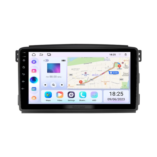 9 pouces Android 13.0 Radio IPS Système de navigation GPS plein écran pour 2005-2010 BENZ SMART avec RDS 3G WiFi Bluetooth Prise en charge OBD2 Commande au volant DVR