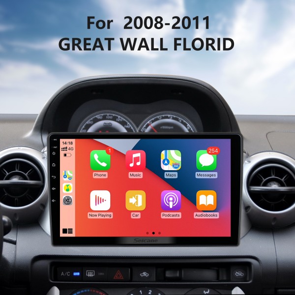 10,1 pouces Android 14.0 pour GREAT WALL FLORID 2008-2011 HD Radio à écran tactile Système de navigation GPS Support Bluetooth Carplay OBD2 DVR 3G WiFi Commande au volant