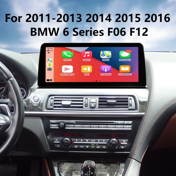 Carplay Android 11.0 12,3 pouces pour 2011 2012 2013-2016 BMW Série 6 F06 F12 640i 650i Radio HD Système de navigation GPS à écran tactile avec Bluetooth