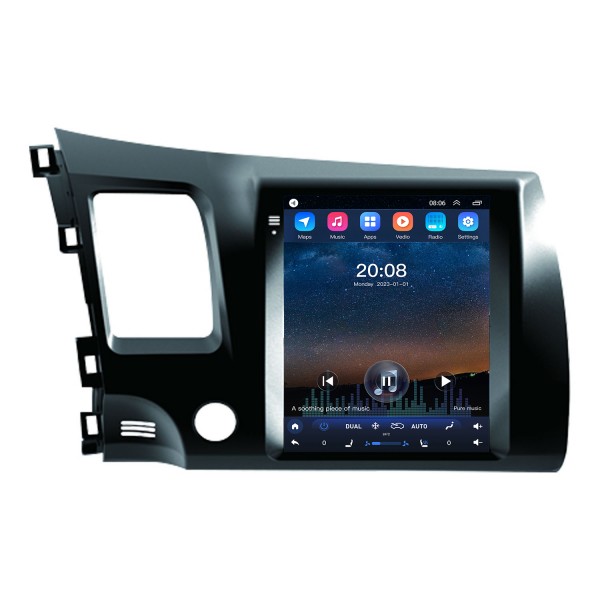 Écran tactile HD 9,7 pouces pour 2004-2009 Honda Civic LHD Android 10.0 Autoradio Système stéréo de voiture avec Bluetooth intégré Carplay DSP Prise en charge 360 ° Caméra DVR