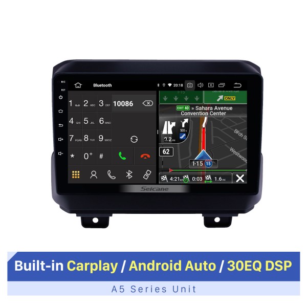 2018 Jeep Wrangler Rubicon Android 10.0 Navigation GPS 9 pouces 1024*600 Unité principale à écran tactile Radio Bluetooth Musique RDS FM Prise en charge WIFI 4G Carplay Commande au volant USB