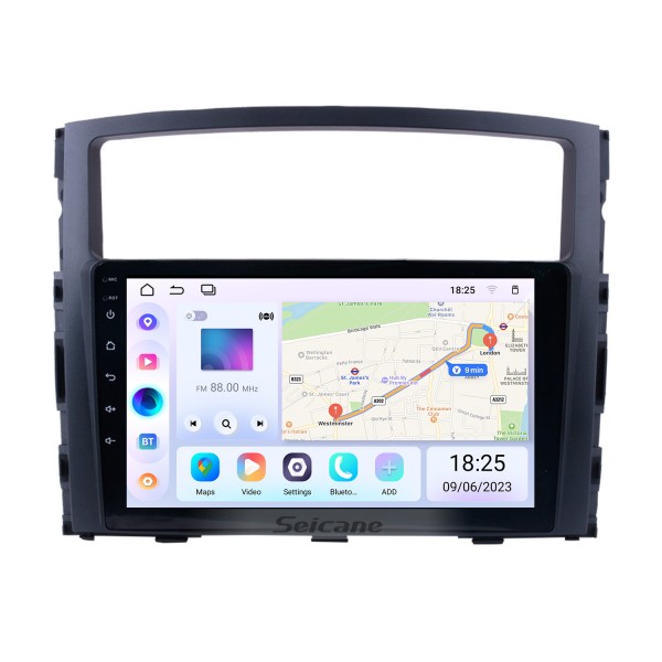 9 pouces HD 1024 * 600 écran tactile 2006 2007 2008-2013 Mitsubishi PAJERO V97 / V93 Android 13.0 Radio GPS Navigation Navigation Stéréo avec Bluetooth Musique MP3 USB 1080P Vidéo WIFI Lien Miroir