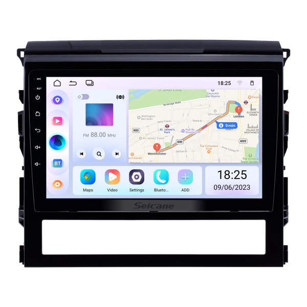 9 pouces Android 14.0 Radio à écran tactile Bluetooth Système de navigation GPS Pour 2016 Toyota Land Cruiser 200 support TPMS DVR OBD II USB SD WiFi Caméra arrière Commande au volant HD 1080P Vidéo AUX