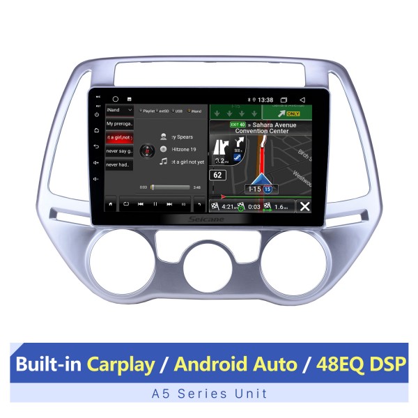 9 pouces Android 13.0 pour 2012-2014 Hyundai I20 Système de navigation GPS stéréo AC avec Bluetooth OBD2 DVR HD Caméra de recul à écran tactile