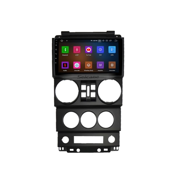 9 pouces Android 13.0 pour JEEP WRANGLER RUBICON 4 PORTES 2008-2010 Radio Système de navigation GPS avec écran tactile HD Prise en charge Bluetooth Carplay OBD2