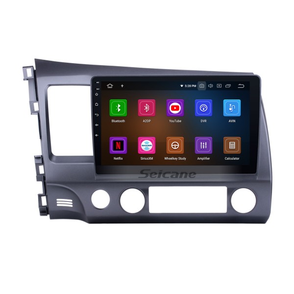 10,1 pouces 1024 * 600 Écran tactile Android 13.0 2006-2011 Honda civic Radio Système de navigation GPS avec Bluetooth 4G WIFI Commande au volant TV numérique Lien miroir OBD2 DVR Caméra de recul TPMS