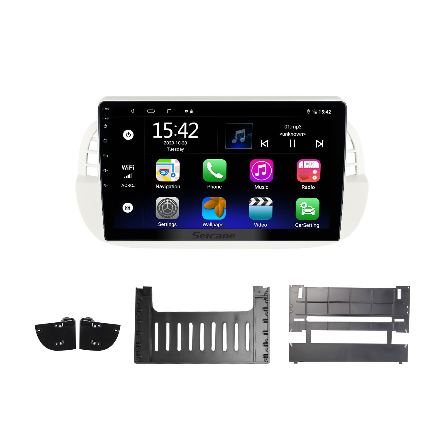 Écran tactile Radio HD 9 pouces pour 2007-2013 2014 2015 FIAT 500 Système de  navigation GPS avec WIFI Bluetooth USB Mirror Link Rearview AUX