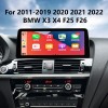 Écran tactile HD 12,3 pouces pour 2011-2019 2020 2021 2022 BMW X3 X4 F25 F26 Radio Android 11.0 Système de navigation GPS avec prise en charge Bluetooth Carplay TPMS