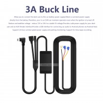 Enregistrement vidéo en accéléré de la ligne Buck 3A pour AUX USB 24 heures Surveillance du stationnement Caméra de voiture DVR Accessoires de longueur de câble