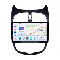 Écran tactile HD 9 pouces Android 14.0 Radio de navigation GPS pour 2000-2016 Peugeot 206 avec prise en charge Bluetooth AUX WIFI Carplay TPMS DAB +