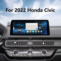 Pour 2022 Honda Civic Radio Android 12.0 Écran tactile HD Système de navigation GPS 12,3 pouces avec prise en charge Bluetooth Carplay DVR