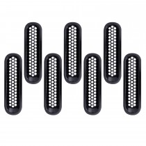 Accessoires de voiture Ensemble de grille avant en plastique ABS noir pour 2007-2016 Jeep Wrangler Mesh Cover 7pcs