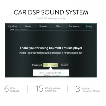 Système audio de voiture DSP pour chaînes stéréo de voiture de la série H2 H3 avec 6 sorties RCA Réel 15 segments réglables EQ 3 types de mode de croisement