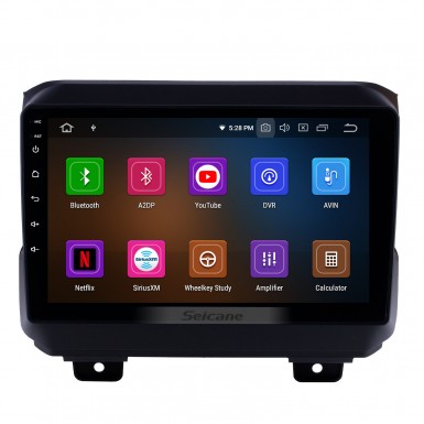 Android 13.0 Navigation GPS 9 pouces HD Écran tactile stéréo pour 2018 Jeep Wrangler Rubicon Bluetooth FM WIFI USB Commande au volant USB Carplay Prise en charge AUX DVR OBD2
