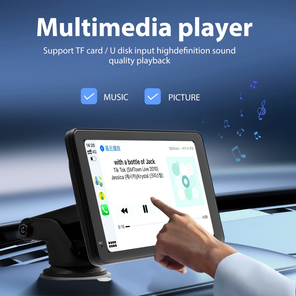 Voiture Miroir Lecteur Vidéo Sans Fil Carplay Android Auto Voiture Moniteur  Multimédia Navigation GPS Caméra de Recul Tableau de bord
