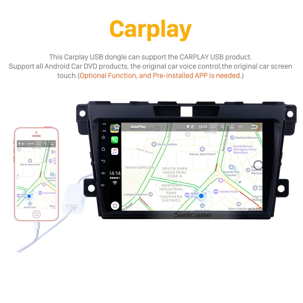 Android 10.0 Auto Stereo Radio Double Din Sat NAV für Mazda Cx7 2008-2015 GPS Navigation 9 Zoll Touchscreen Head Unit Multimedia Player Videoempfänger mit 4G DSP Carplay 